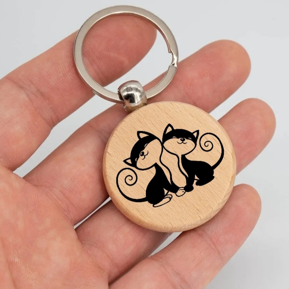 Cats laser engraved key chain